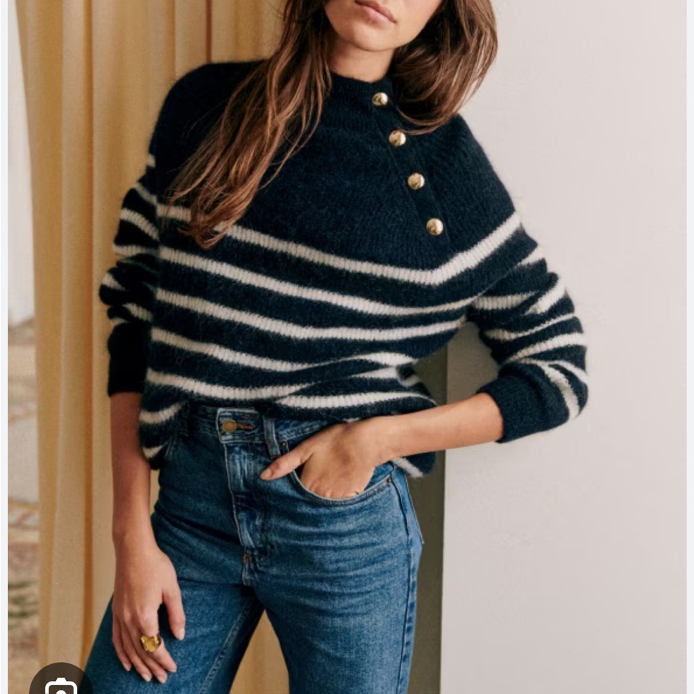 Sezane Trudy Jumper XS Navy Ecru